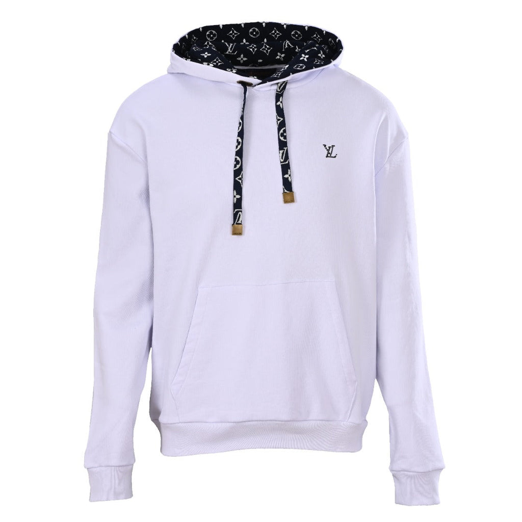 Monogram Contrast Drawstring Pullover Hoodie