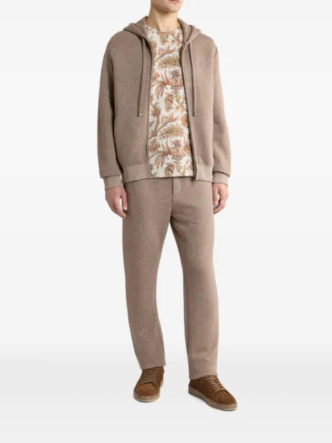 ETRO knit jacquard hooded sweatshirt with Arnica motif