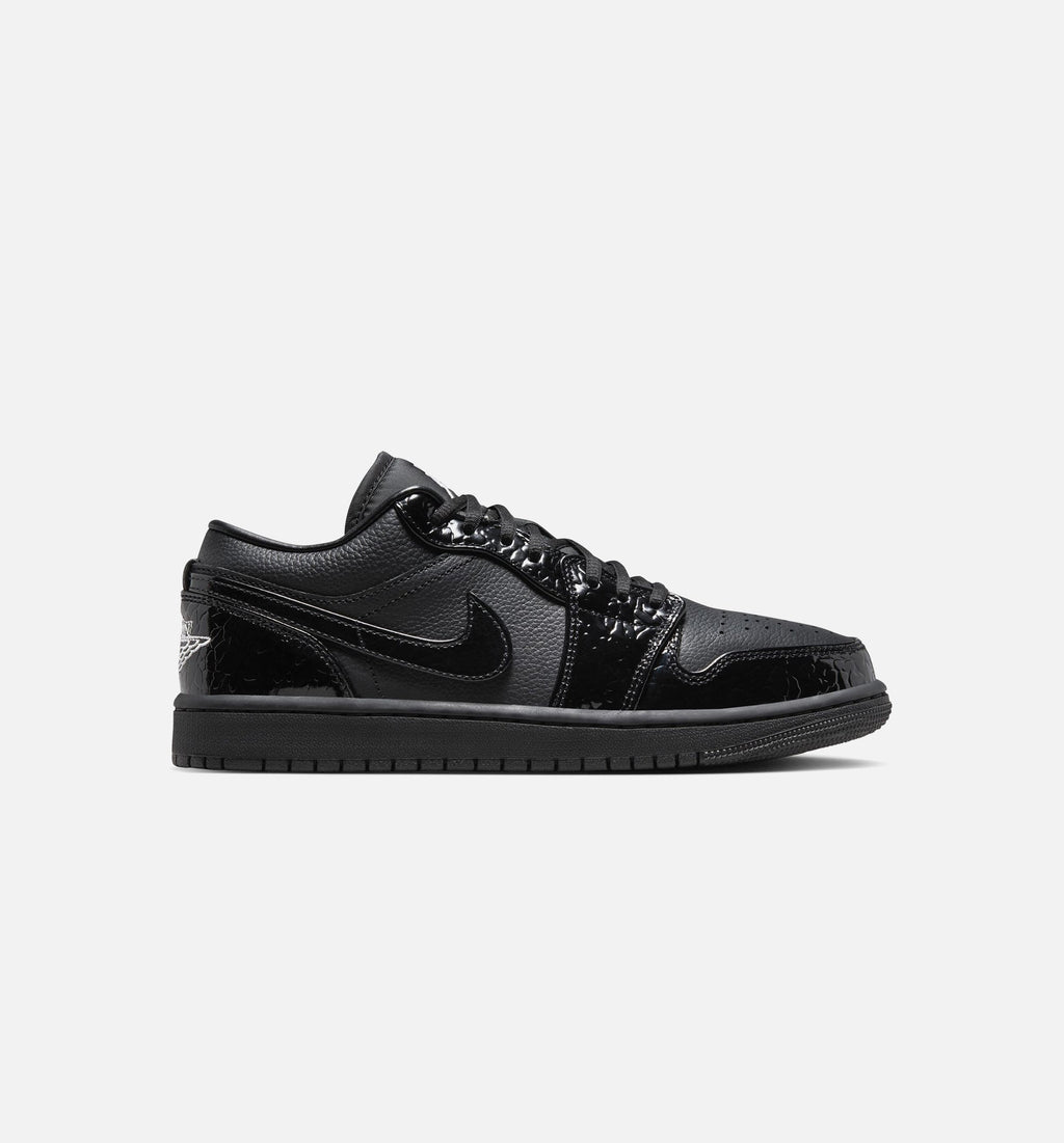 Air Jordan 1 Low Patent Elephant Women's Sneakers - Black / White / Metallic Silver