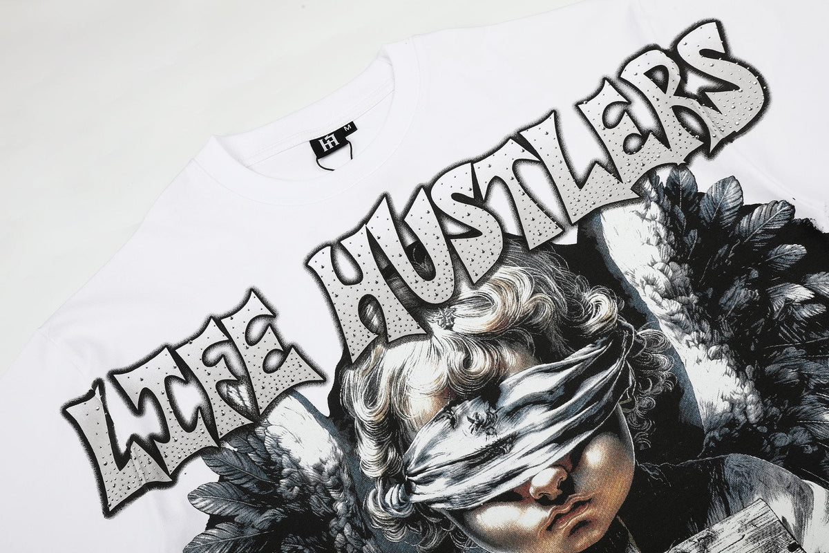 Life Hustlere Angel Graphic T-Shirt - White/Black
