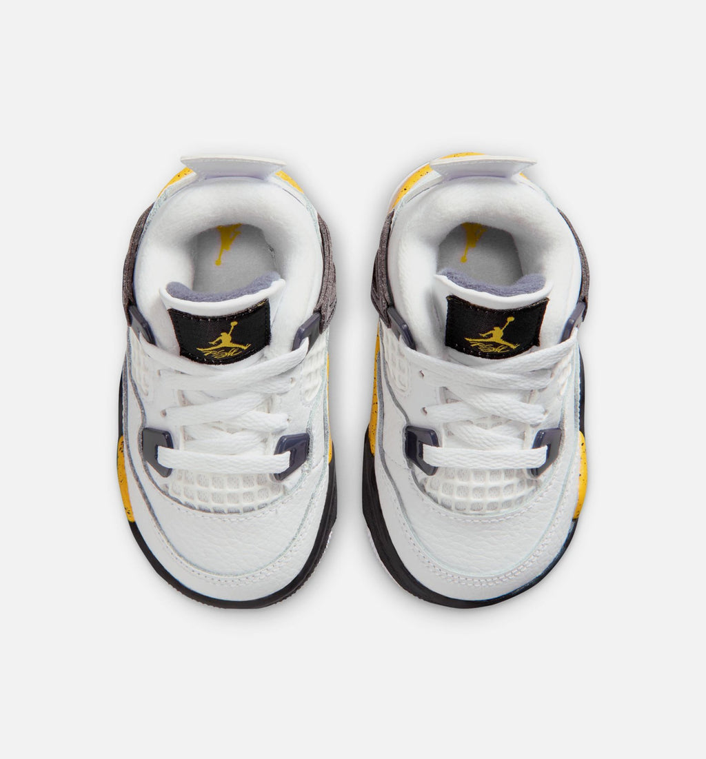 Air Jordan 4 Retro Rare Air Tour Yellow Infant/Toddler Sneakers - White/Dark Blue Grey/Black/Tour Yellow