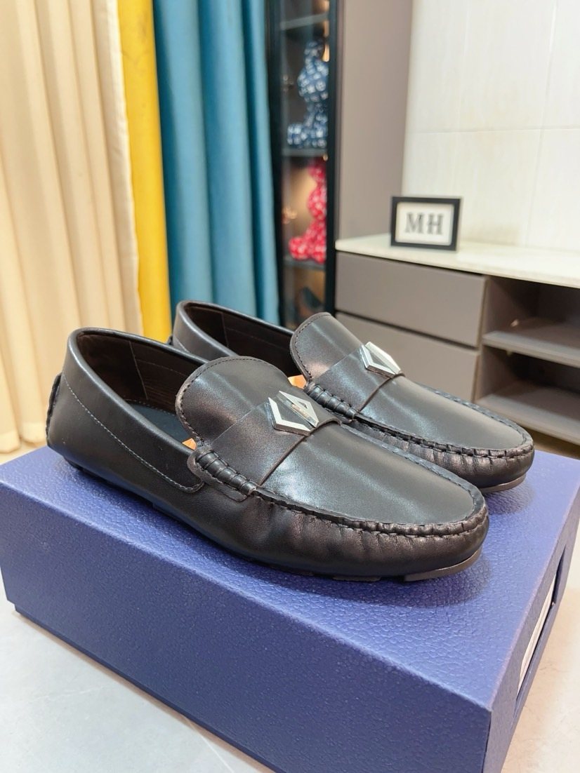 Dior Black Silver-Accent Loafers