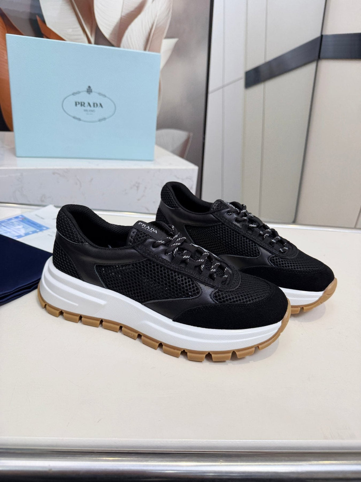 Prada Mesh Panel Sneakers